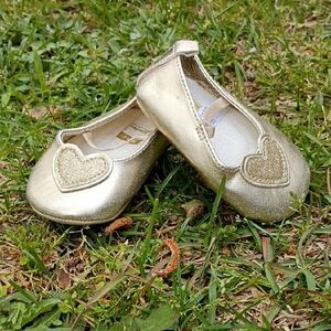 Baby Girl Metallic Gold Heart Ballet Flats